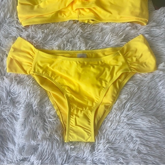 Nwt SHEKINI Twist Front Yellow Lace Up Bikini Ruched Bottoms - Picture 6 of 16